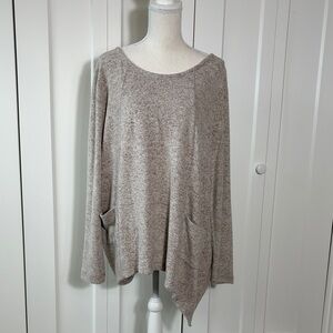Soft Surroundings Beige Asymmetrical Hem Sweater 1X